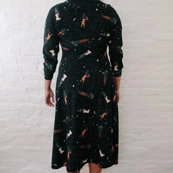 Witchy dress herbal femme custom art print @merakilabbe NWOT 3/4 sleeve - Picture 4 of 6